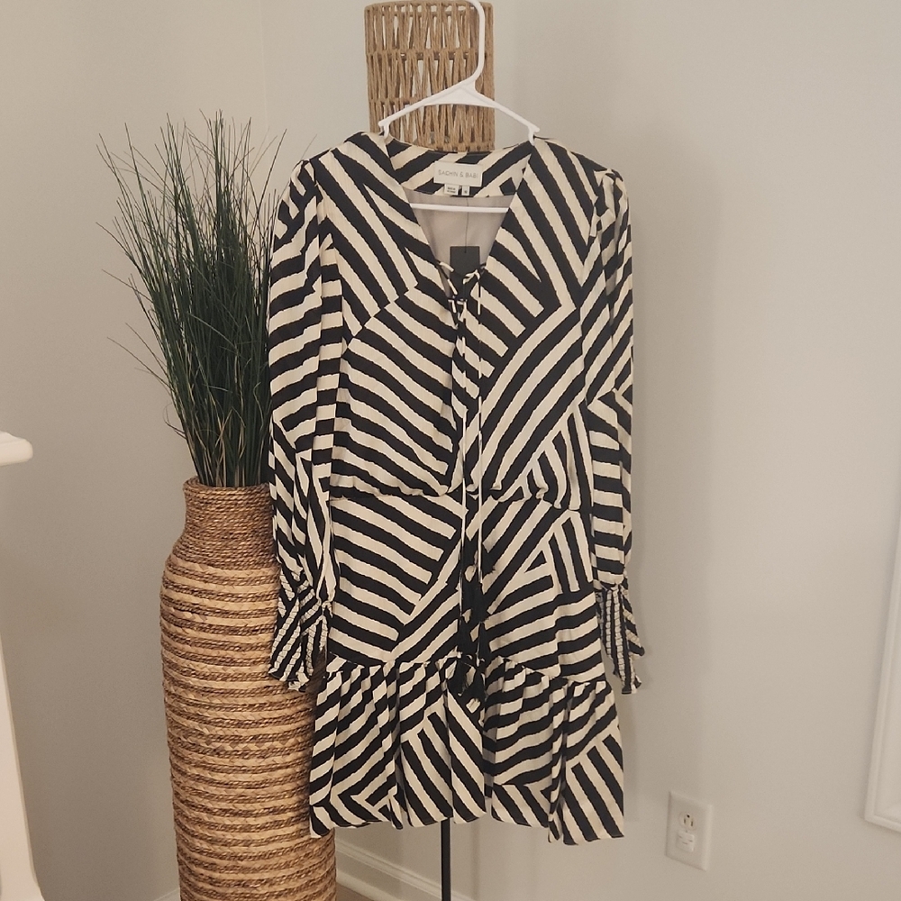 Sachin + Babi Black and White Striped Dress